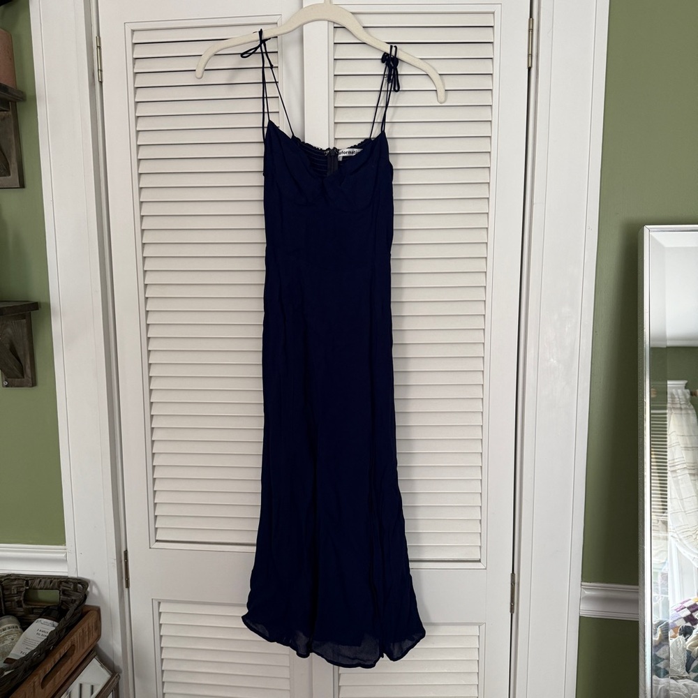 Navy Blue Slip Dress with Tie Straps